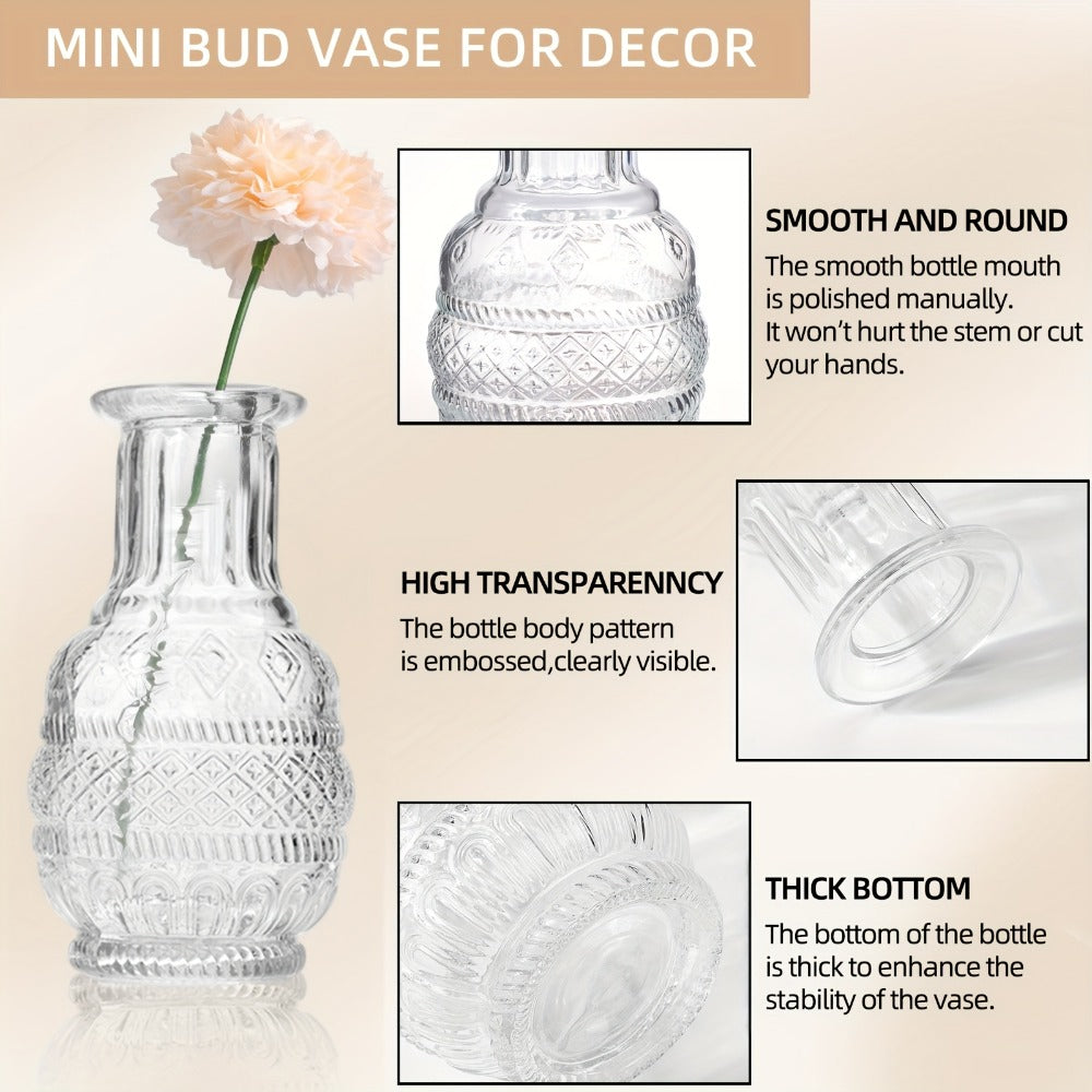 Party Decorations Clear Mini Bud Vase Set with 12, 30, 43 or 52 Mixed Shapes for Table Displays
