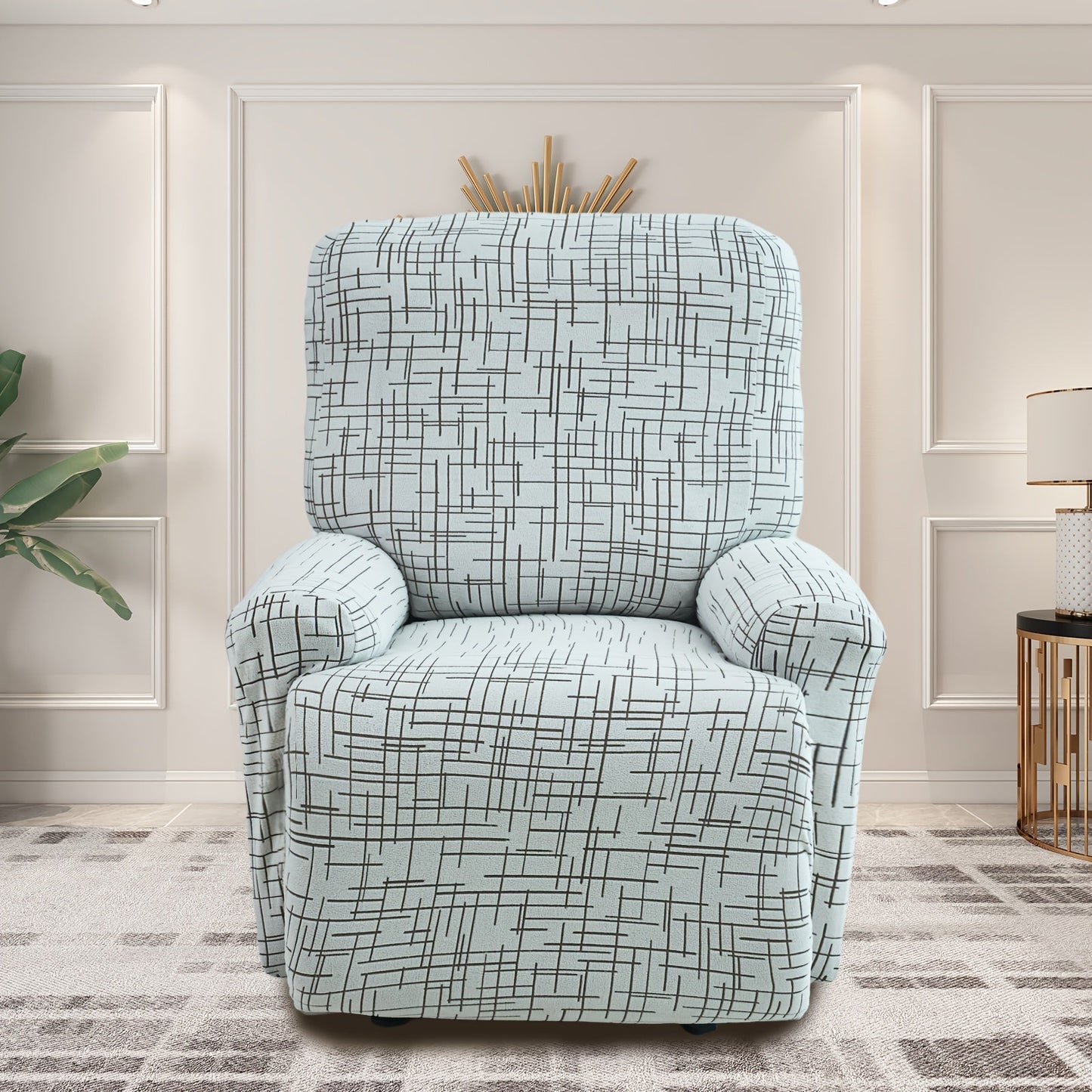 Recliner Slipcover Set, Four-Piece Polyester-Spandex Cover with Side Pocket in Ten Printed Options