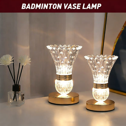 Table Lamp with Crystal Vase Shade, Touch Dimming, USB Rechargeable Power and One or Two-Lamp Options