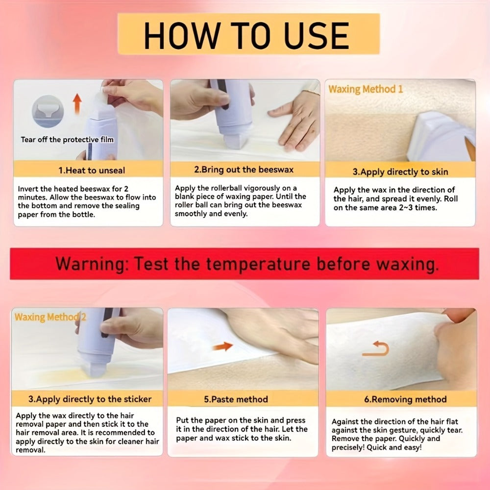 Wax Warmer Roller Kit for Hair Removal — Portable Electric Roll-On Soft Wax Heater for Women & Men, At-Home & Salon Waxing, Smooth Glide Applicator, Travel-Friendly (Light Pink/Green/Blue/White)