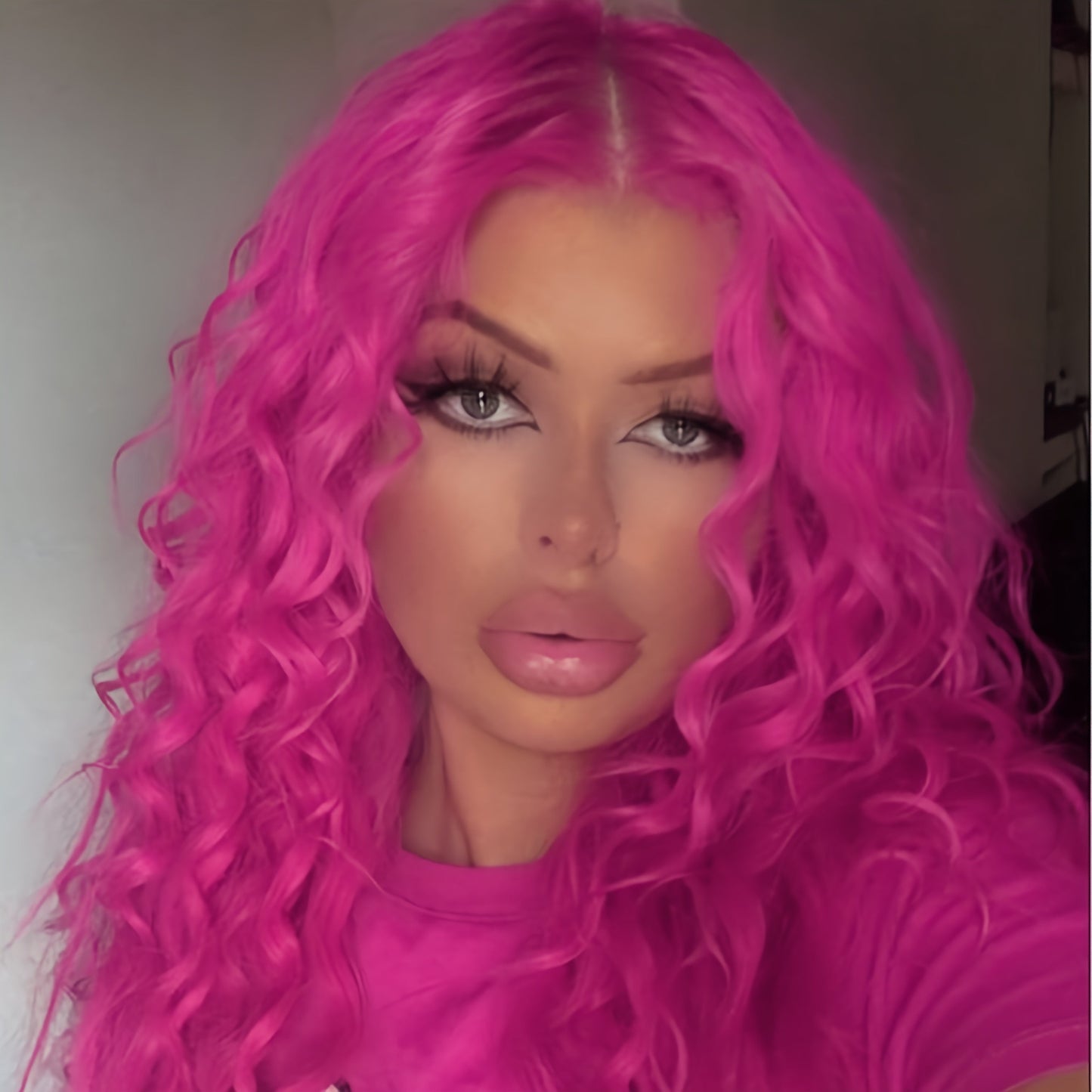 Lace Front Wig 28in Deep Curly Synthetic Style with 13x4 Lace, 180% Density and Black or Hot Pink Color