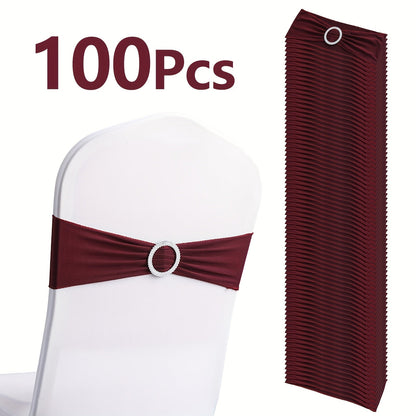 Chair Sashes for Wedding 100pcs Stretch Spandex Elastic Chair Sash Bands with Buckle for Dining Chairs Banquet Party Event Decor - Bulk Set Multiple Colors