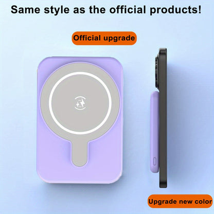 Slim Magnetic Wireless Power Bank in Black, Green, Pink, White or Purple with Included USB-C Cable