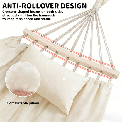 Hammock with Stand Outdoor 600 lbs Capacity Anti-Rollover Heavy Duty Portable Camping Backyard Patio Hammock Bed White Grey Black