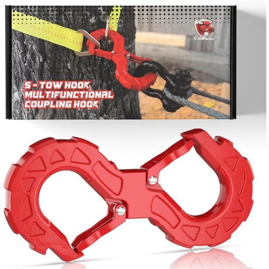 Off-Road Recovery Winch Hook D-Ring Shackle 3/8" 35,000 LB G80 Heavy Duty Quick Release Tow Hook for RV Truck 4x4 Vehicle - Red & Black