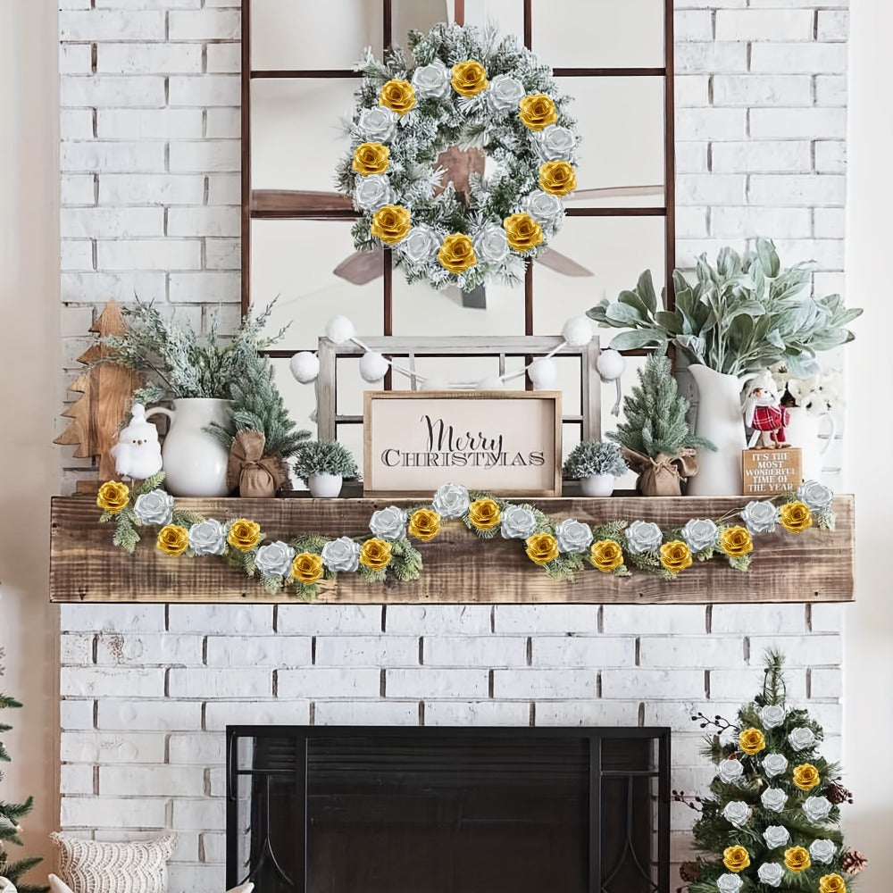 Artificial Silk-Labeled Rose Heads with 6-Inch Detachable Stems, 50-Piece Set in Black, Red or Wine Red