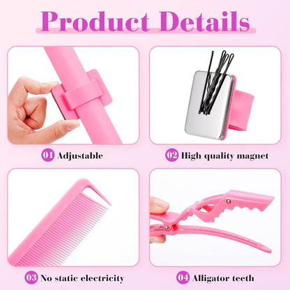 18-Piece Hair Sectioning and Styling Set with Clips, Combs, Parting Tools and Magnetic Wrist Holder