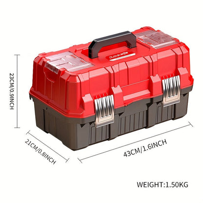 Portable Toolbox Organizer with Tray & Dividers – 17/21 Inch reinforced 3-Layer Folding Tool Storage Box for Home, Garage & Workshop