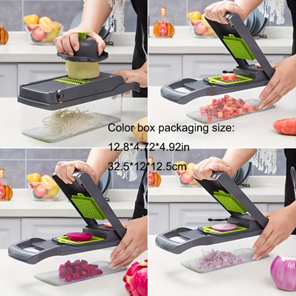 18-in-1 Vegetable Chopper and Mandoline Slicer with Clear Container in Upgraded or Gray 18-Piece Checkout Sets