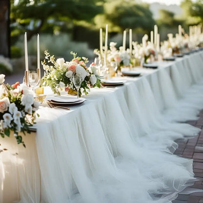 Six-Roll Polyester Tulle Fabric Set, 29.9 x 197.6 Inches per Roll, in White or Champagne Color Options