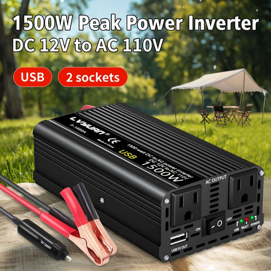 Car Power Inverter 500W 12V to 110V AC Outlet Converter with QC3.0 USB Port for Vehicle Boat Truck RV Portable Auto Power Adapter 200W Rated American Standard Socket Black Red