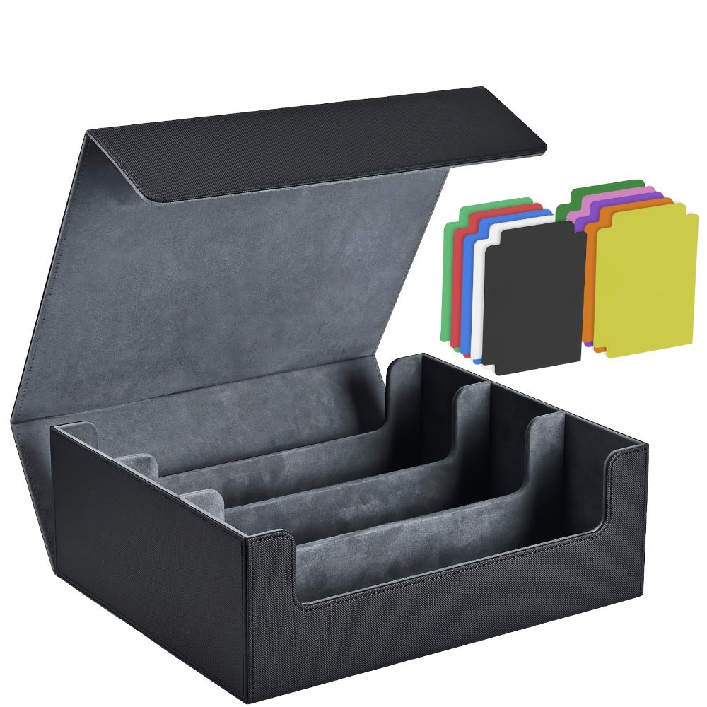 Large Trading Card Storage Box with 10 Dividers, Four Compartments and Five Color Options for Collectors