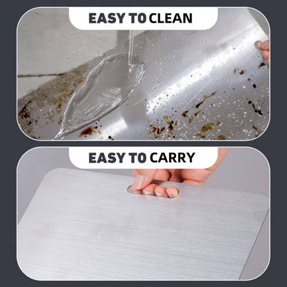 Cutting Board Three-Piece Stainless Steel Set with Rounded Corners, Carry Handles and Three Sizes