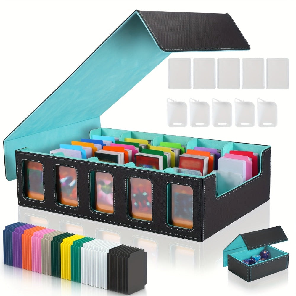 Front-Window Five-Row Collector Card Organizer with 24 Color Dividers, Five Clear Holders and Five Color Choices