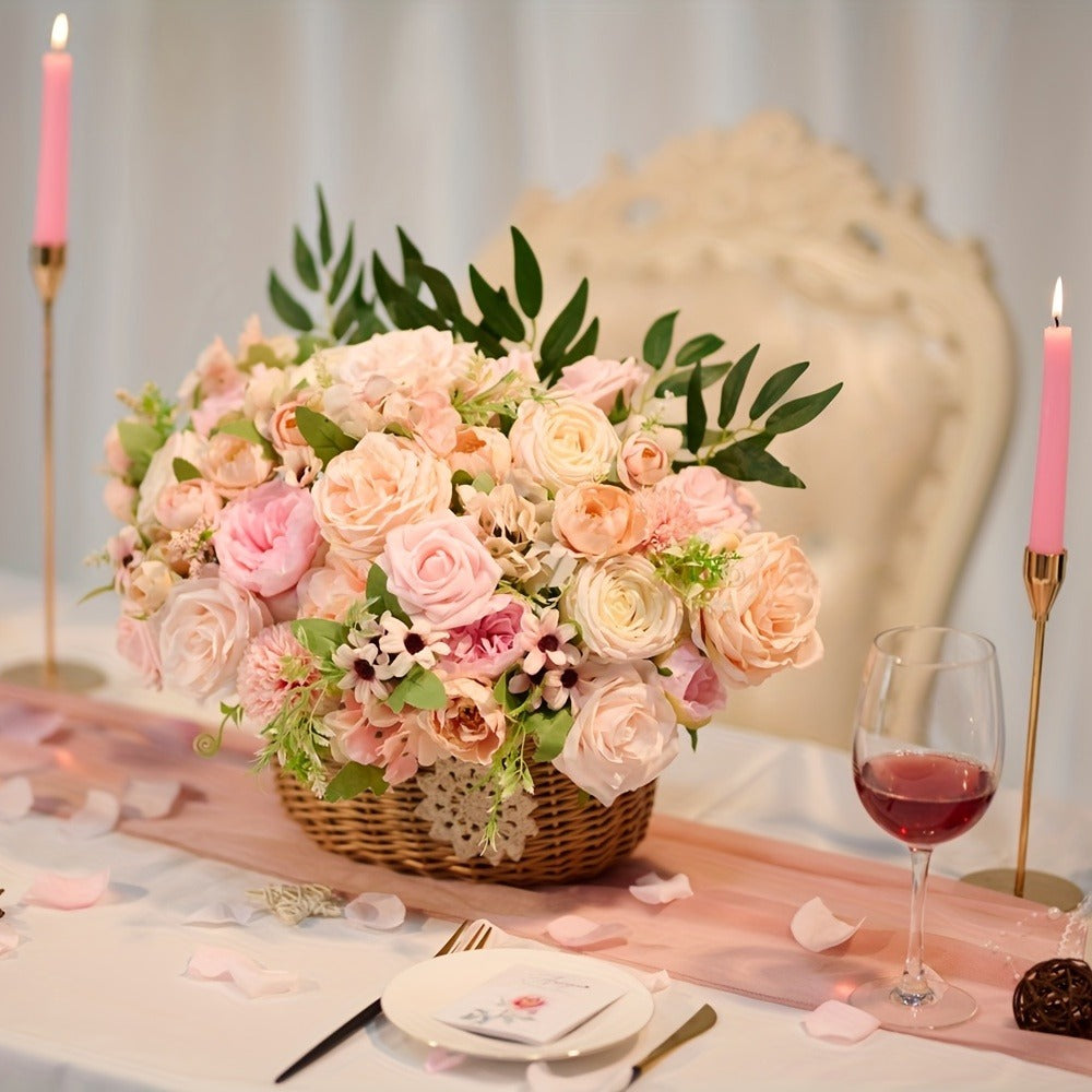 Artificial Flowers Pink and White Rose Combo Box for DIY Bridal Bouquets, Centerpieces and Party Decor