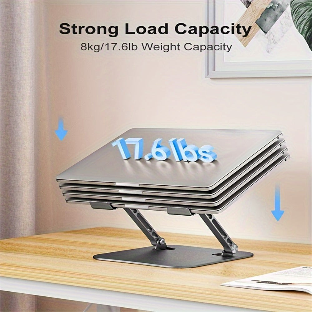 Laptop Stand Adjustable Aluminum Alloy Foldable Portable Ergonomic Desk Riser Compatible with 10 to 16.5 Inch Laptop MacBook Notebook Tablet Computer Stand Holder for Home Office – Black & Silver