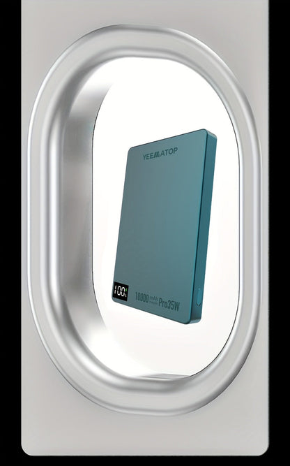 10000mAh Thin Magnetic Power Bank with 35W USB-C and 30W USB-A Port Markings in Four Colors