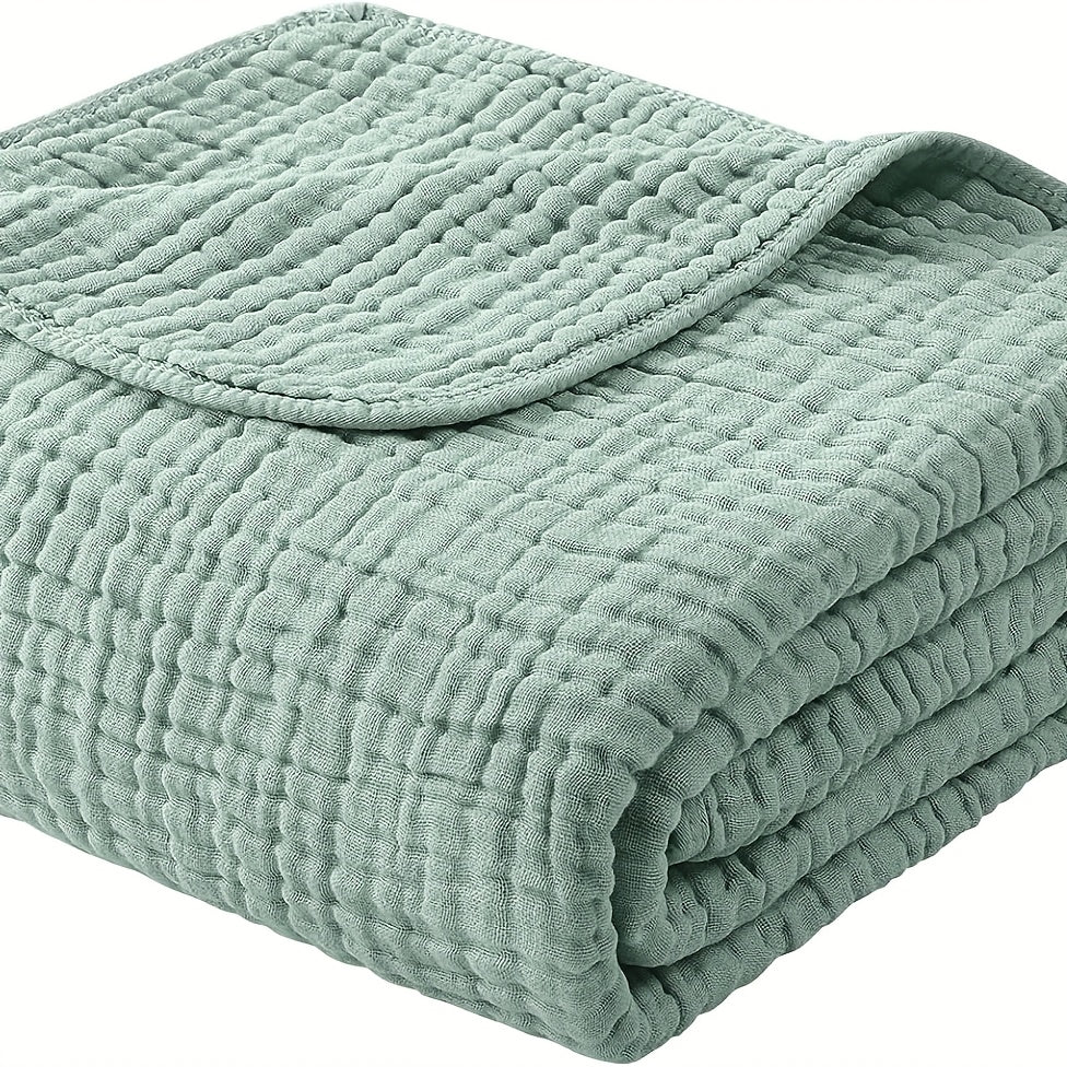 Morandi Cotton Muslin Blanket 6-Layer – Soft Gauze Throw for Couch & Bed, Lightweight Breathable All Season, Machine Washable, 6 Colors