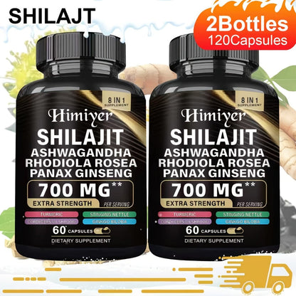 Sea Moss & Shilajit Capsules 12-in-1 Supplement - Bladderwrack Burdock Ashwagandha Black Seed Vitamin C D3 Rhodiola Ginseng Complete Wellness Formula for Energy Immunity Vitality