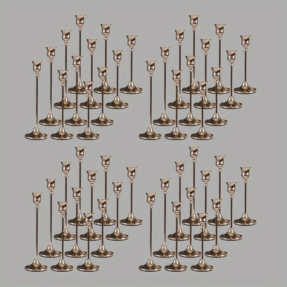 Copper Plated Candlestick Holders Bulk Set – Retro Minimalist Taper Candle Holders for Wedding Birthday Christmas Dining Table Fireplace Decor