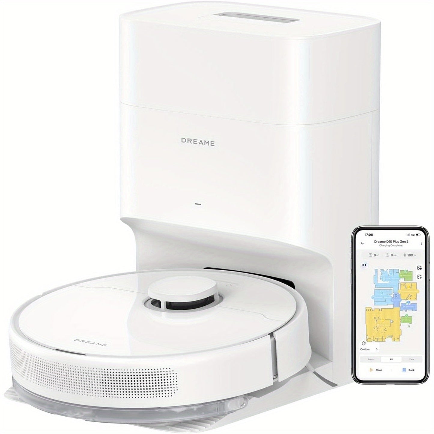 Dreame D10 Plus Gen 2 Self-Emptying Robot Vacuum & Mop Refurbished – 6000Pa Suction | 90-Day Base | LiDAR Navigation | Obstacle Avoidance | Wi-Fi App & Voice Control | Smart Floor Cleaner for Home