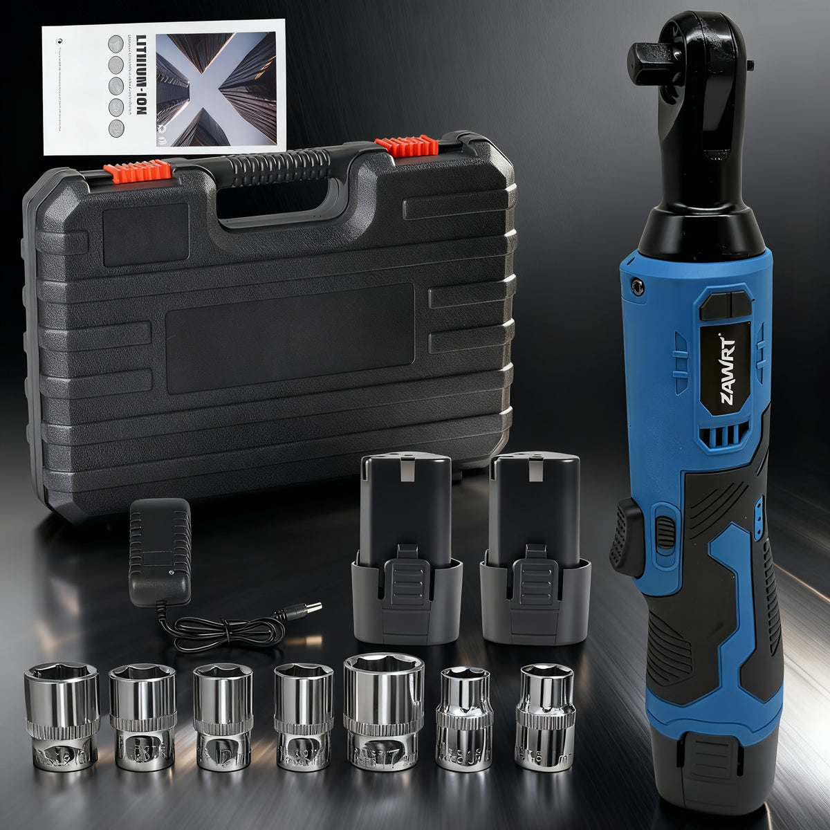 Cordless Electric Ratchet Wrench Set 12V - 45Nm High Torque 3/8" Rechargeable Ratchet Wrench with Battery