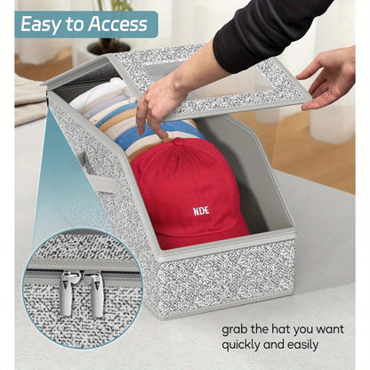 Stackable Baseball Cap Storage Box with Clear Viewing Window – Hat Organizer for Closet Holds Up to 30 Caps, Space-Saving Design for Hats, Underwear, Socks & Toys – For Men & Women (2 or 4 Pack)