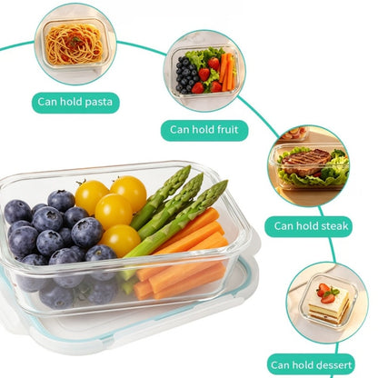 Sixteen-Piece Glass Food Storage Set with Eight Bowls and Eight Lids in Four Color Configurations