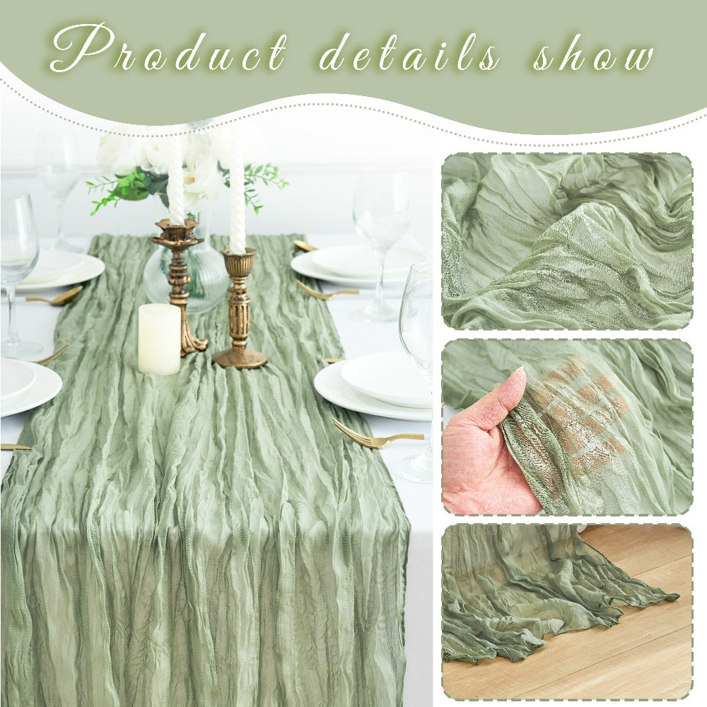 Cheesecloth Table Runner 10 Pack, 10ft Boho Wedding Table Runner for Reception, Rustic Bridal Shower, Party & Home Decor – Dusty Pink, Sage, Lavender