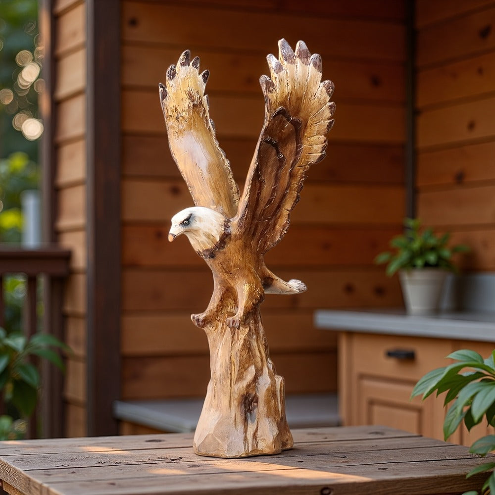 Lifelike Bald Eagle Resin Statue, 15.5-Inch Wildlife Sculpture for Indoor Shelf, Mantel or Tabletop Display