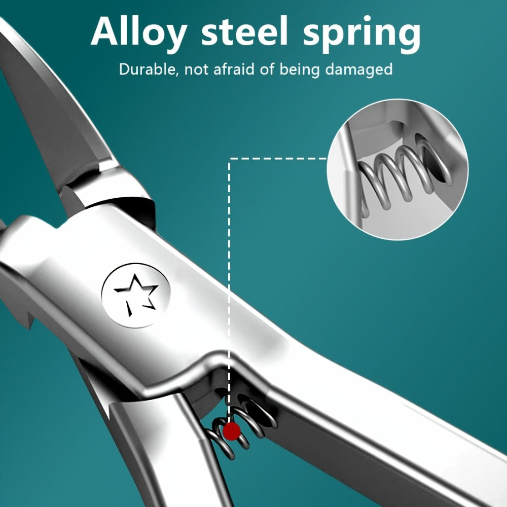 4CR13 Stainless-Steel Nail Clipper with Extended 68-Degree Right-Angle Blade and Silver Finish