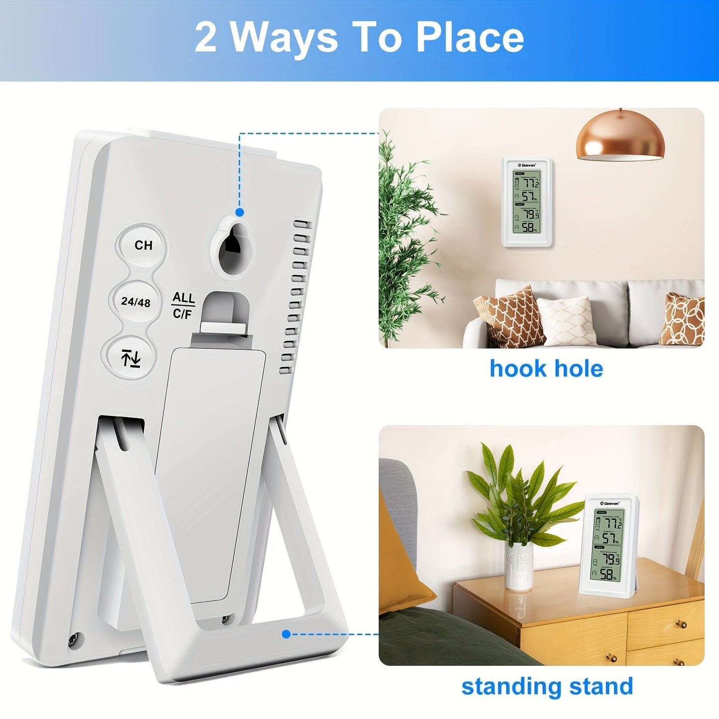 Wireless Thermometer | Digital LCD Indoor Outdoor 3 Sensor Baby Room