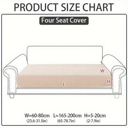 Jacquard Stretch Sofa Cover Non-Slip | Elastic Wear-Resistant Couch Slipcover, Polyester Jacquard Fabric, 1 to 4 Seat Sectional L-Shape, Armrest Backrest, Machine Washable