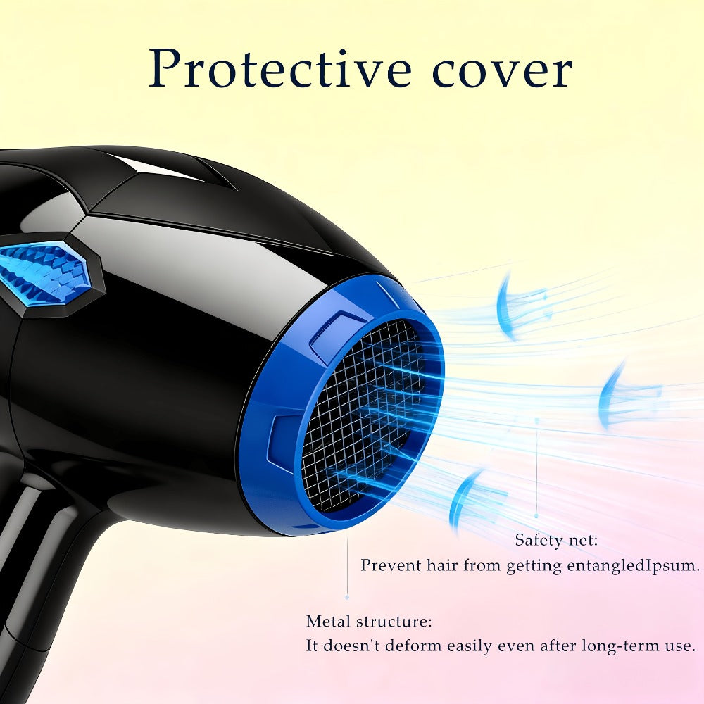 Brushless Motor Hair Dryer Set with Accessories - Professional Blow Dryer Kit Concentrator Nozzle Comb Clips 2 Modes 3 Speeds Ionic Anti-Frizz Home Salon Travel Black White Blue Green