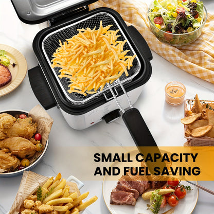 Electric Deep Fryer Stainless Steel Basket 1.5L to 6L – Adjustable Temperature Foldable Handle Transparent Window Anti-Splash Lid | Dishwasher Safe Easy Clean | Home Family Dinner Party Kitchen