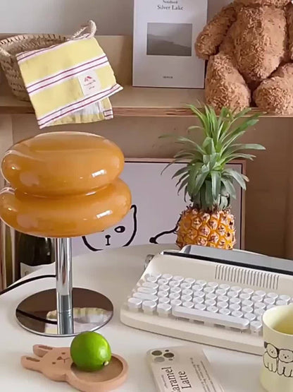 Mushroom Lamp Dimmable Bedside Nightstand Light Glass Shade Aesthetic Cute Table Lamp for Bedroom Living Room Home Decor Ambient Lighting Orange