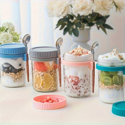 Portable Overnight Oats Cups with Flip-Top Lids in Four- or Six-Piece Sets for Meal Prep and Travel