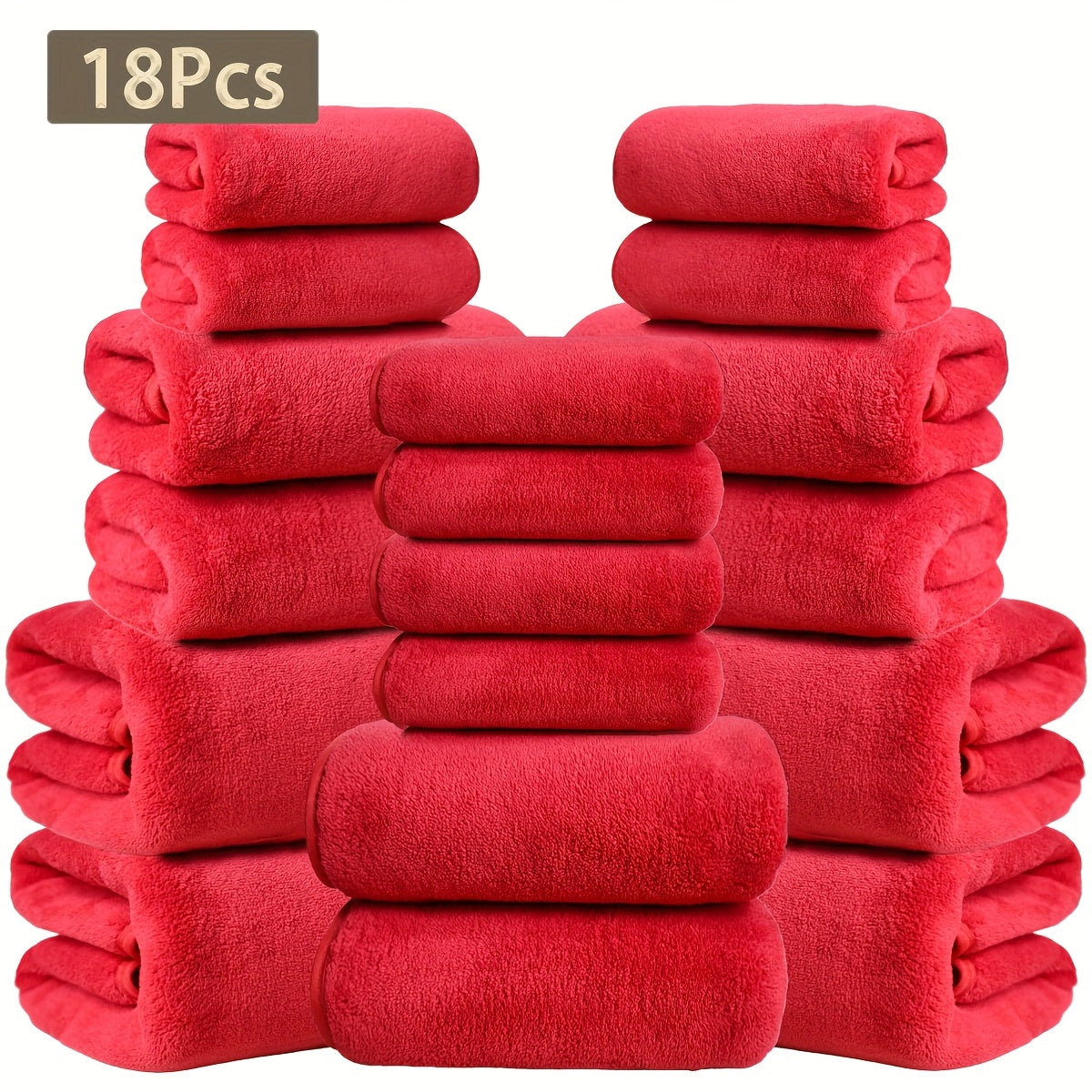 Coral Velvet Bath Towel Set 18pcs – 4 Bath Towels 4 Hand Towels 10 Washcloths Hotel Quality Soft Absorbent