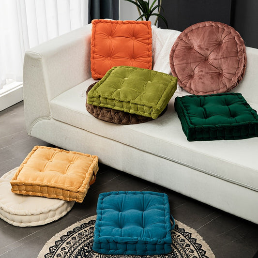 Square Flannel Floor Cushion Thickened Futon Meditation Mat Chair Seat Pad Bay Window Pillow All Season Indoor Sitting Cushion Zafu Yoga Mat