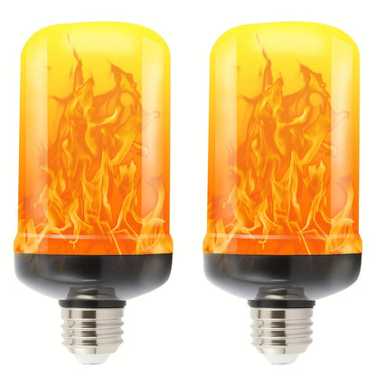 Flame Effect LED Light Bulbs with E26 Base, 51 LEDs and Four Lighting Modes in Yellow, Two-Pack