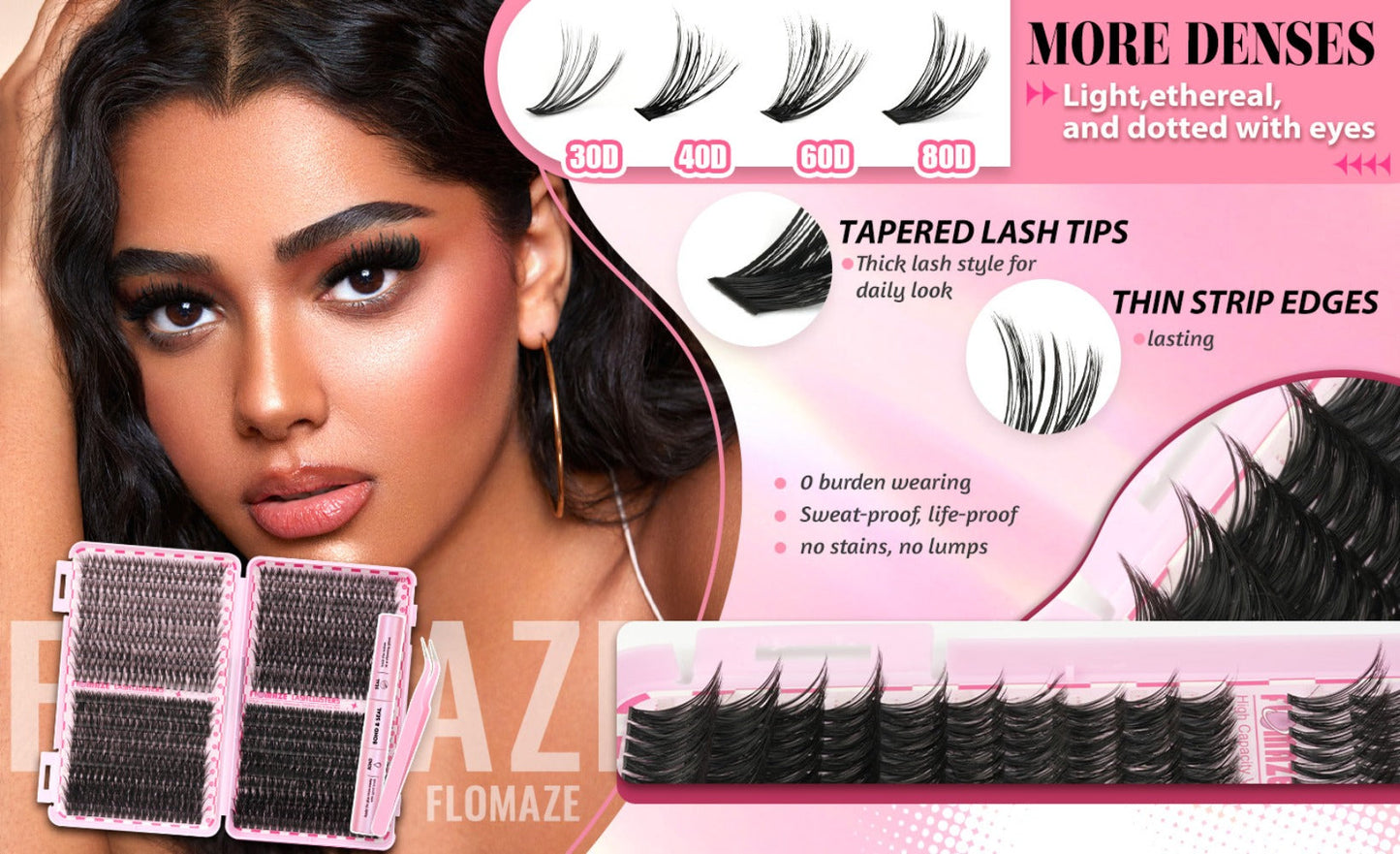 800Pcs Volume Lash Clusters Kit 30D 40D 60D 80D — Wispy DIY Eyelash Extensions with Bond Seal & Applicator, Mixed Length Fluffy Cluster Lashes for Prom Party Bridal Glam & Natural Look