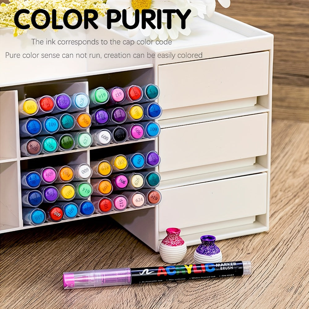 Soft Brush Acrylic Paint Pen Set with Clear Barrels in 12-, 36-, 60-, 80- or 120-Color Checkout Options