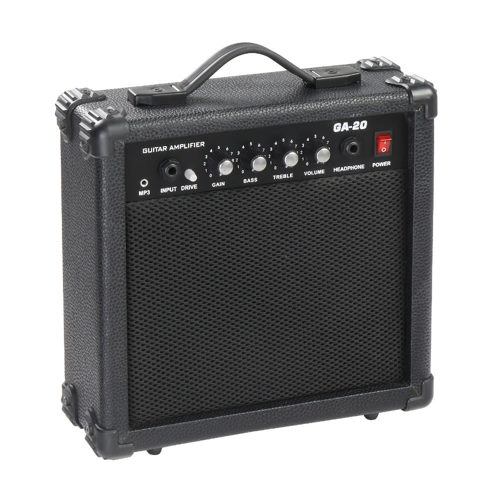 GA-20 20W Electric Guitar Amplifier with 6.5" Speaker, AUX MP3 Input & Headphone Output - Wood Panel Practice Amp for Beginner Intermediate Guitarist, Home Studio Stage