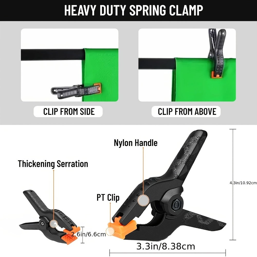 Green Screen Backdrop and Stand Kit with Crossbar, Two Tripods, Four Clamps and Exact 8.5 by 10 Foot Option