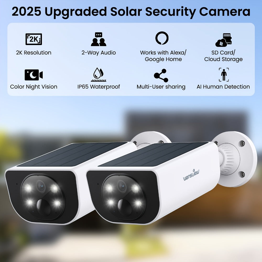 Wansview 2K Solar Outdoor Security Camera with 5000mAh Battery, WiFi and Optional SD or Cloud Storage