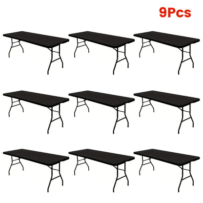 Tablecloth Elastic Cover Set for 6-Foot Rectangle Tables in 3, 6, 9 or 12 Pieces and Three Colors
