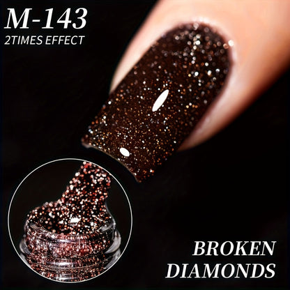 Gel Nail Polish – Glitter Set 5 Colors Pastel Sparkling Diamond Shimmer – Soak-Off LED UV Semi-Permanent Gel Varnish Photo Frame Bottle…