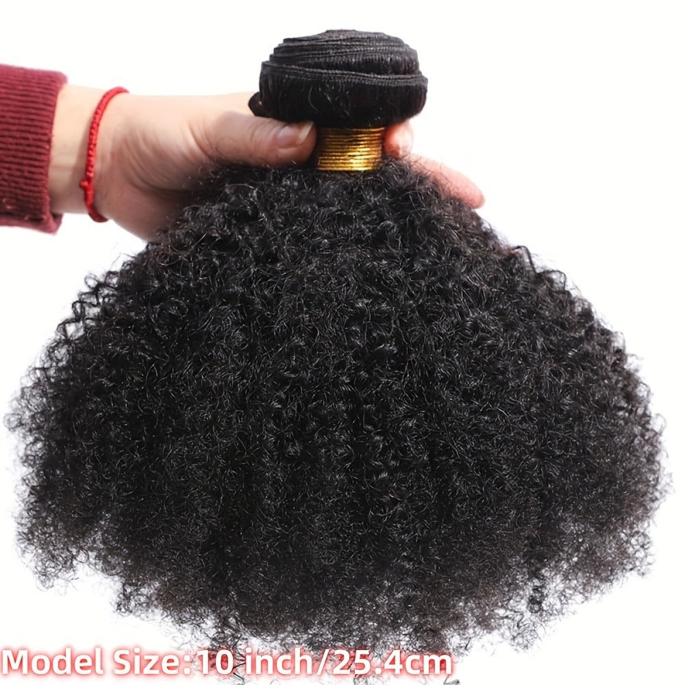 Hair Extensions Kinky-Curly Mongolian Human Hair Bundle in Natural Black with Six Length Options from 8 to 18 Inches