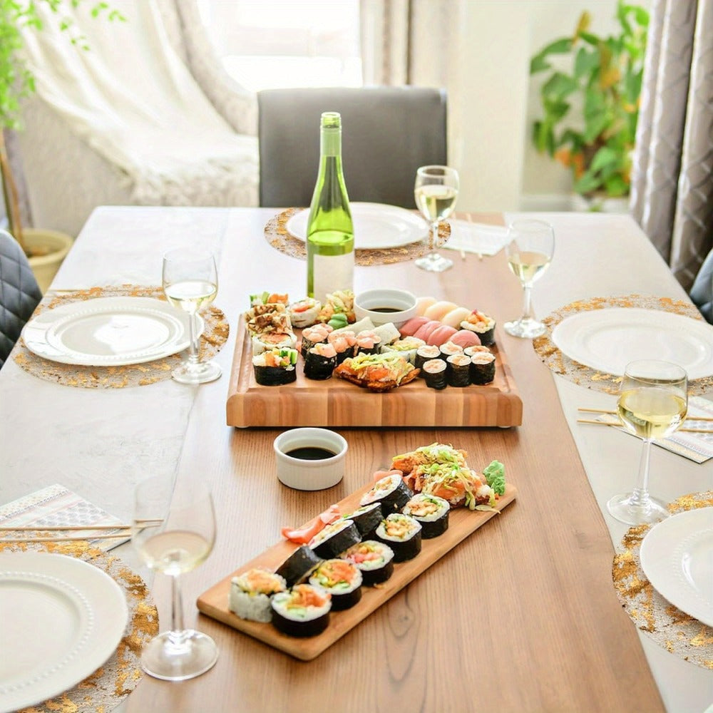 Round Golden Foil Placemats in 50- or 100-Piece Sets with 11-Inch Mesh Design for Party Tables