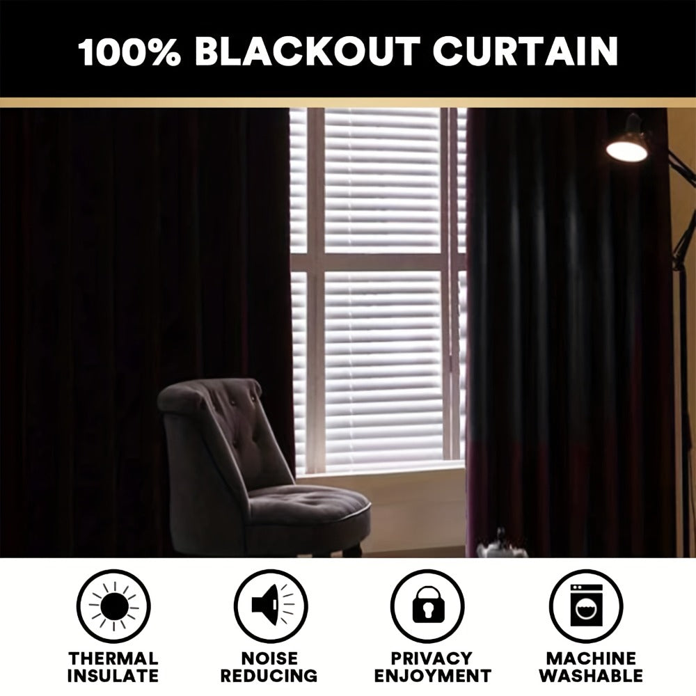 Two-Panel Linen-Textured Blackout Curtain Set in Six Colors with 52-Inch Width and Four Lengths